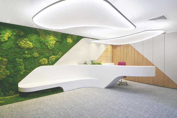 精密儀器公司辦公室前臺裝修設(shè)計案例效果圖