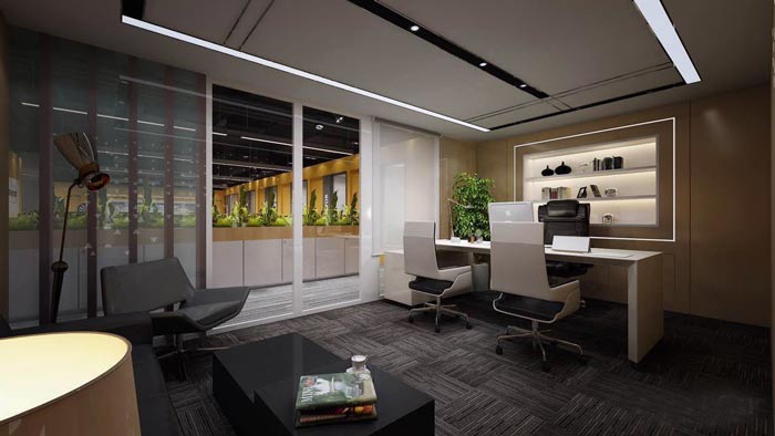 紡織公司總經(jīng)理辦公室裝修設計案例效果圖