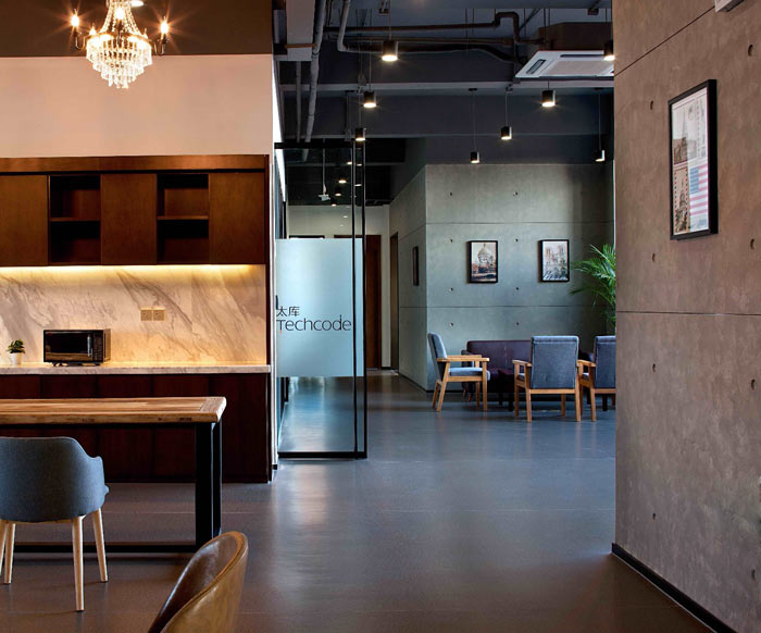 創(chuàng)客孵化中心辦公樓交流區(qū)裝修設計效果圖