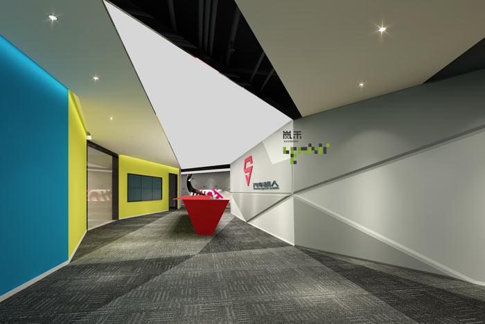 汽車超人公司辦公室20樓前臺裝修設(shè)計效果圖