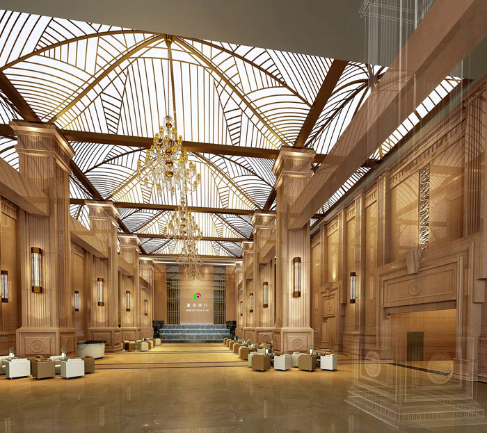 銀行寫字樓接待大廳裝修設計效果圖