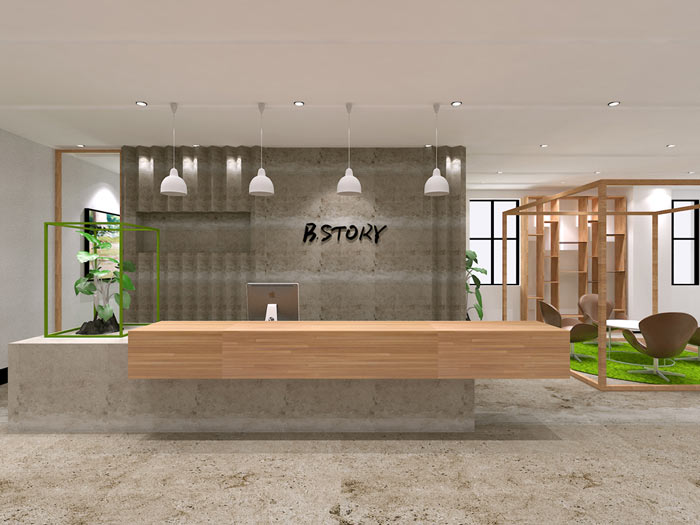 童裝公司辦公室前臺裝修設(shè)計效果圖