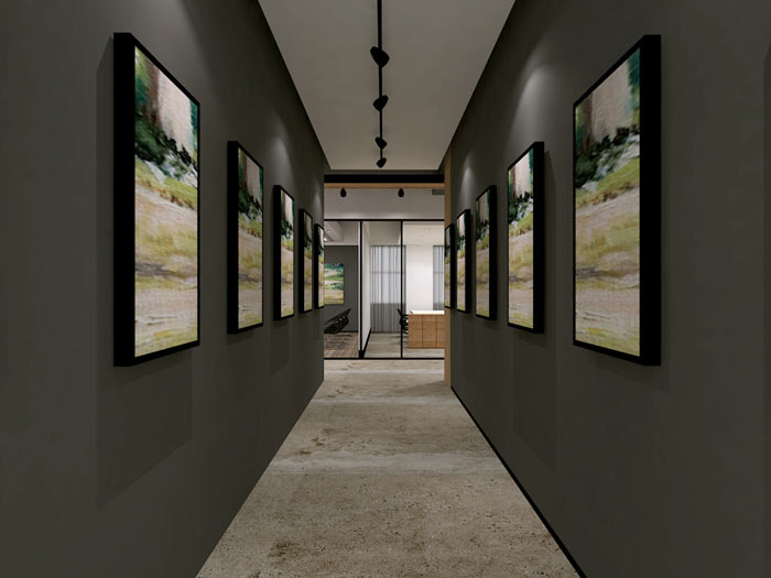 童裝公司辦公室動線裝修設(shè)計效果圖