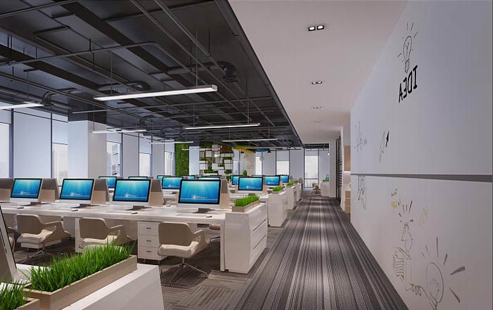 光電科技公司辦公室辦公區(qū)裝修設(shè)計效果圖