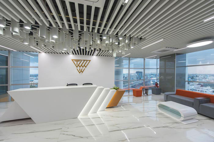 服裝貿(mào)易辦公室前臺(tái)裝修設(shè)計(jì)案例效果圖