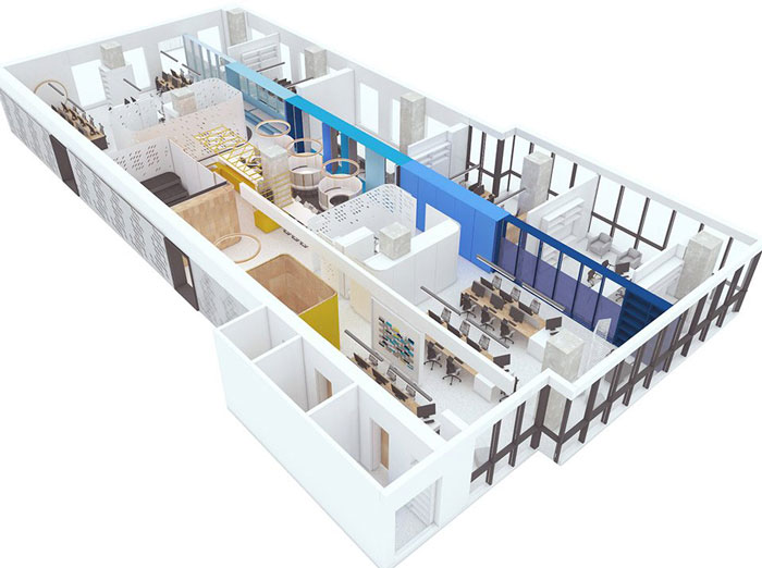 企業(yè)總部辦公室空間軸側(cè)
