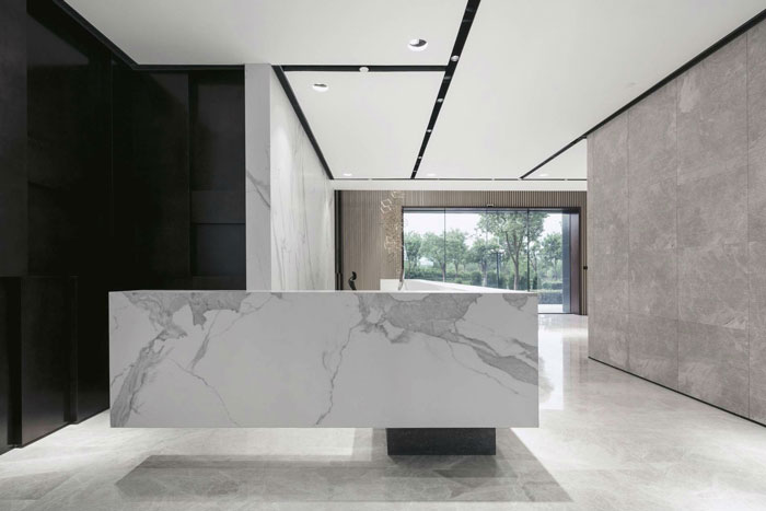 總部大樓辦公室前臺裝修設(shè)計效果圖