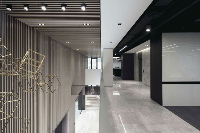 總部大樓辦公室二樓電梯間裝修設(shè)計效果圖