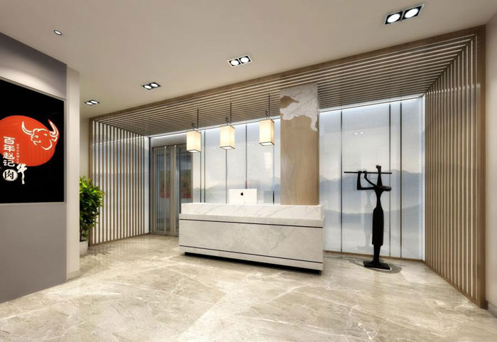 國際貿(mào)易公司辦公室進門區(qū)裝修設計效果圖