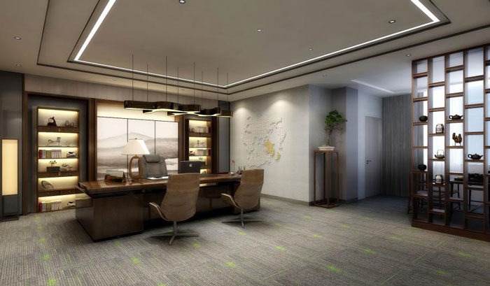 國際貿(mào)易公司董事長辦公室裝修設計效果圖