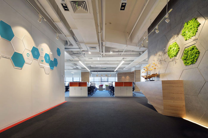 金融控股集團(tuán)辦公室前臺(tái)過(guò)道裝修設(shè)計(jì)效果圖