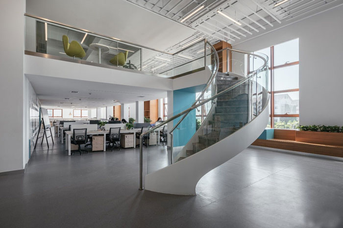 生物科技公司辦公室一樓辦公區(qū)裝修設計效果圖