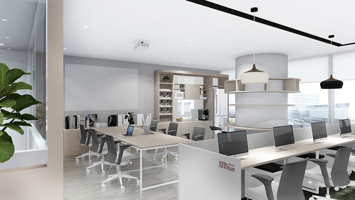 金融公司辦公室辦公區(qū)裝修設計效果圖