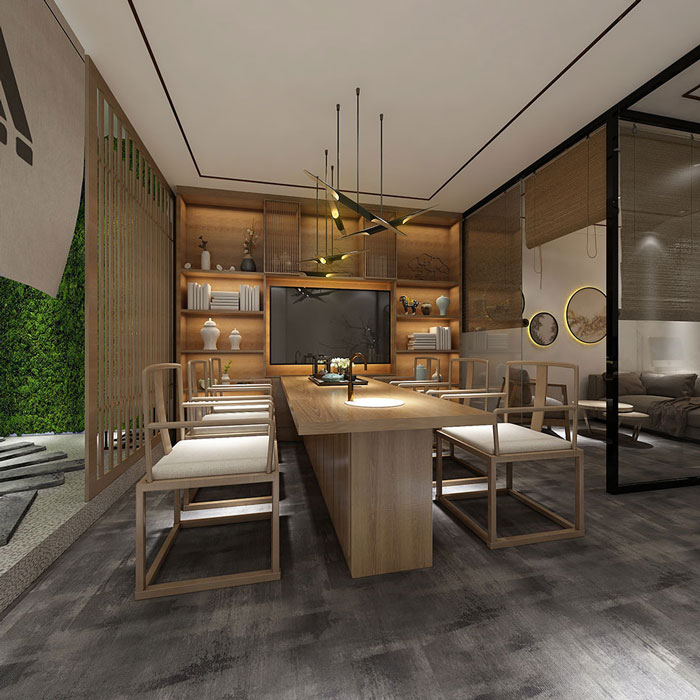 中式工作室會議室裝修設(shè)計效果圖