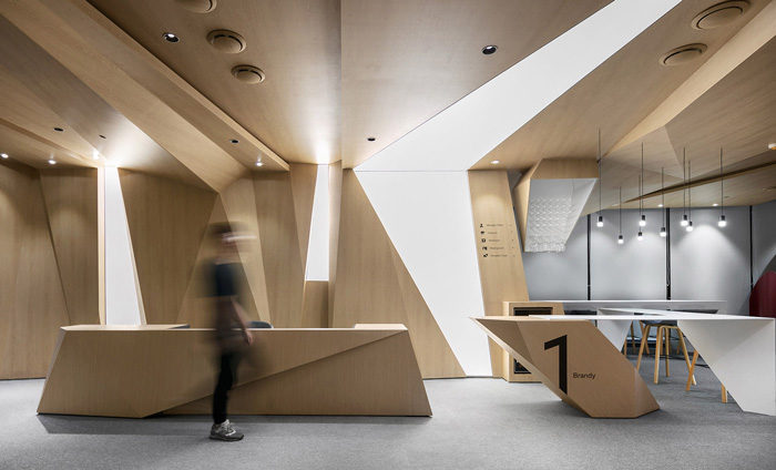 科技辦公室前臺裝修設(shè)計效果圖