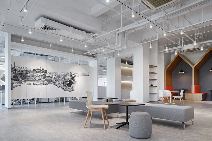 辦公大樓共享開放區(qū)裝修設(shè)計效果圖