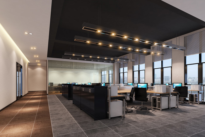 中式摩登辦公室辦公區(qū)裝修設(shè)計效果圖