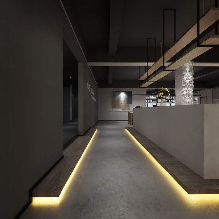 灰色風(fēng)格辦公室前臺(tái)裝修設(shè)計(jì)效果圖