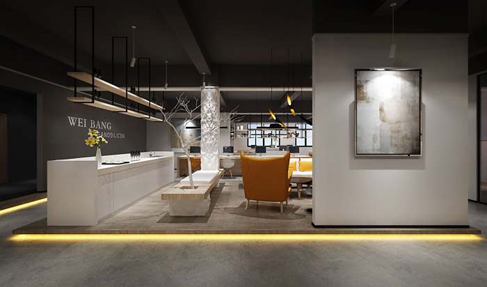 灰色風(fēng)格辦公室接待區(qū)裝修設(shè)計(jì)效果圖