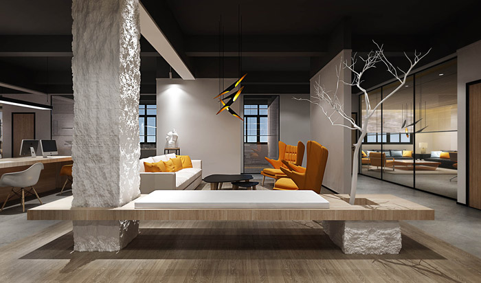 灰色風(fēng)格辦公室接待區(qū)裝修設(shè)計(jì)效果圖
