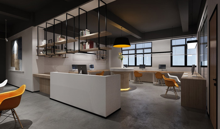 灰色風(fēng)格辦公室辦公區(qū)裝修設(shè)計(jì)效果圖