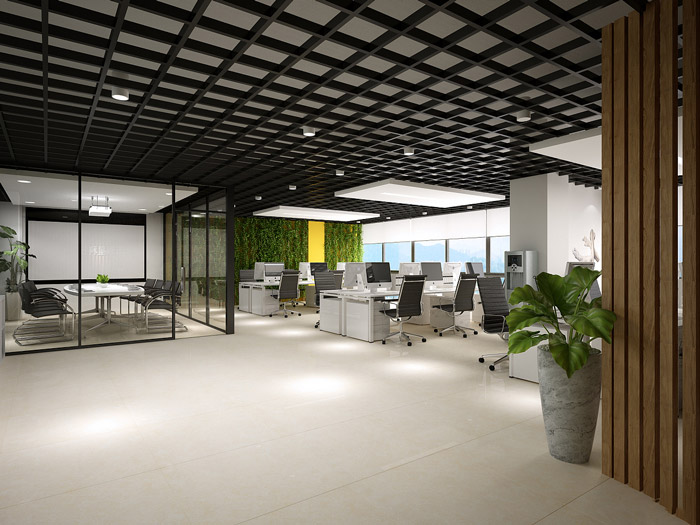 開放式辦公室辦公區(qū)設(shè)計效果圖