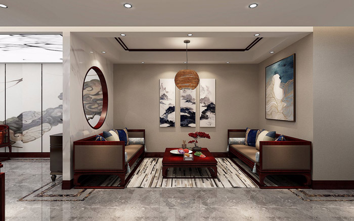 中式辦公室接待區(qū)裝修效果圖