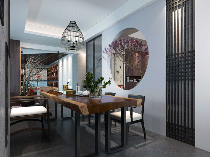 新中式辦公空間辦公區(qū)裝修效果圖