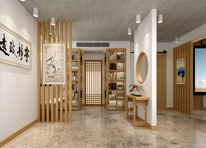 新中式工作室入口裝修效果圖