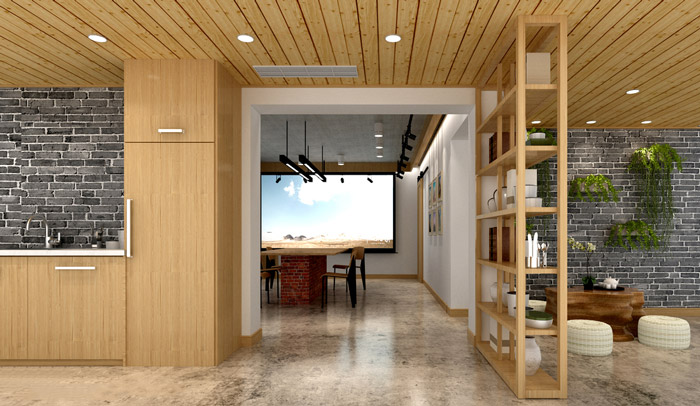 新中式工作室茶水吧裝修效果圖