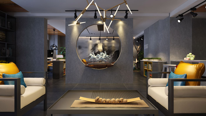 中式工作室接待區(qū)設(shè)計效果圖