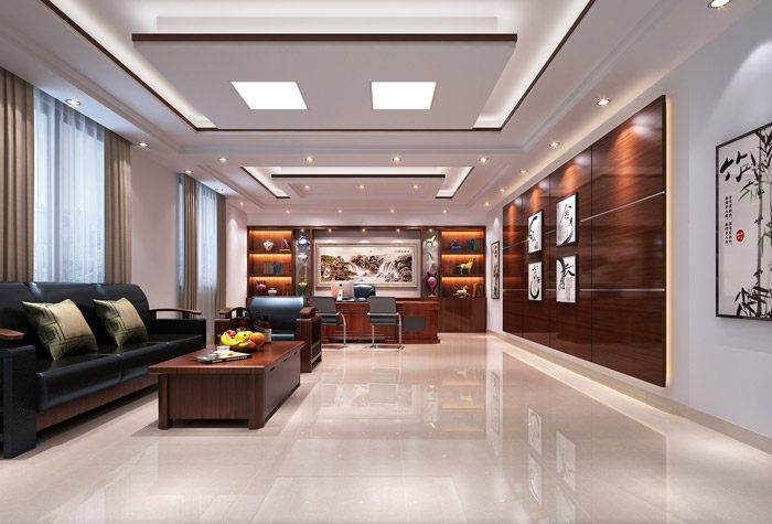 小型中式總經(jīng)理辦公室設(shè)計(jì)效果圖