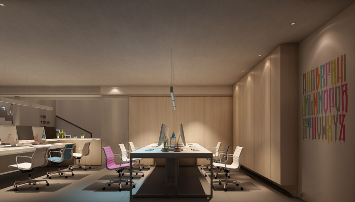 新中式辦公室辦公區(qū)設(shè)計(jì)效果圖