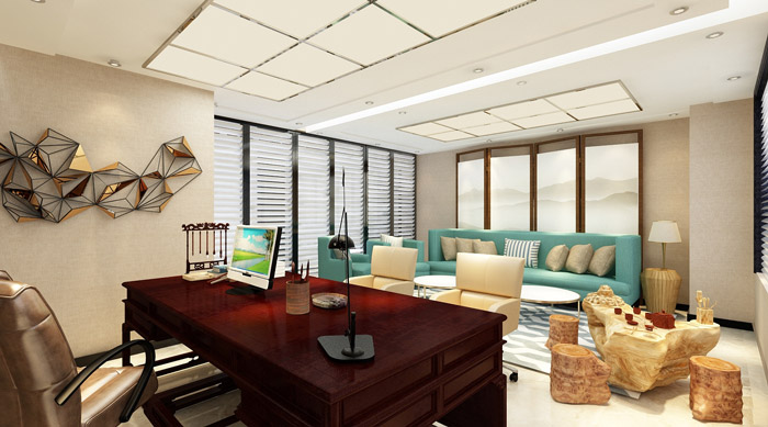 現(xiàn)代中式總經(jīng)理辦公室設(shè)計效果圖