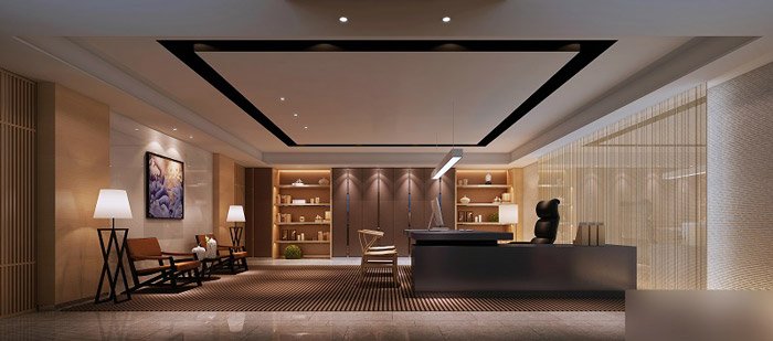 中式禪意總經理辦公室設計效果圖