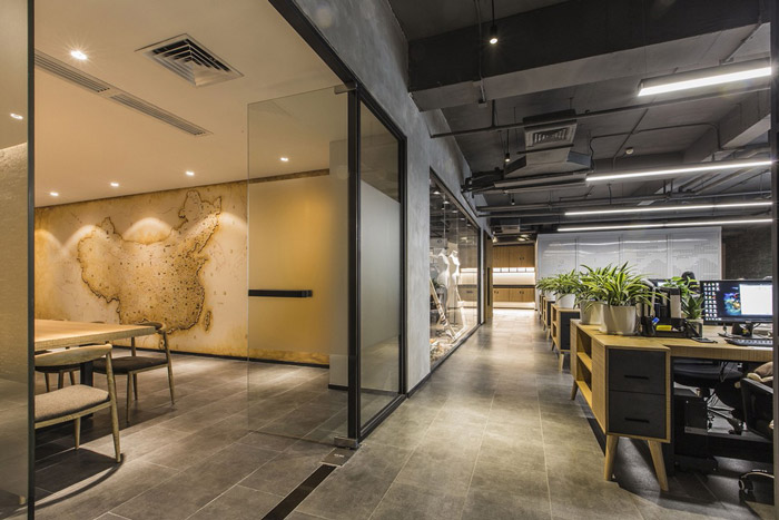 東方禪意辦公室辦公區(qū)裝修效果圖