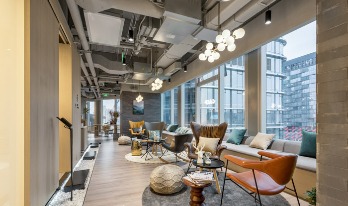 清爽辦公室接待區(qū)裝修設計效果圖