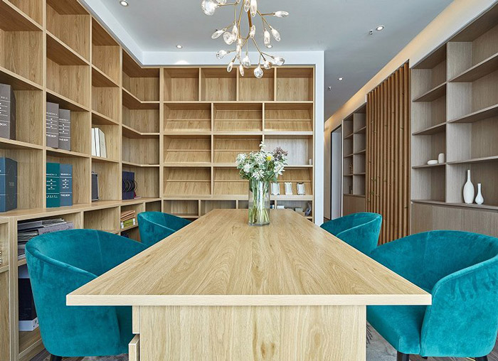 新中式辦公室會議室設(shè)計效果圖