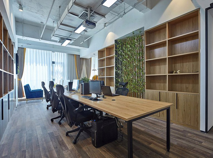 新中式辦公室辦公區(qū)設(shè)計效果圖