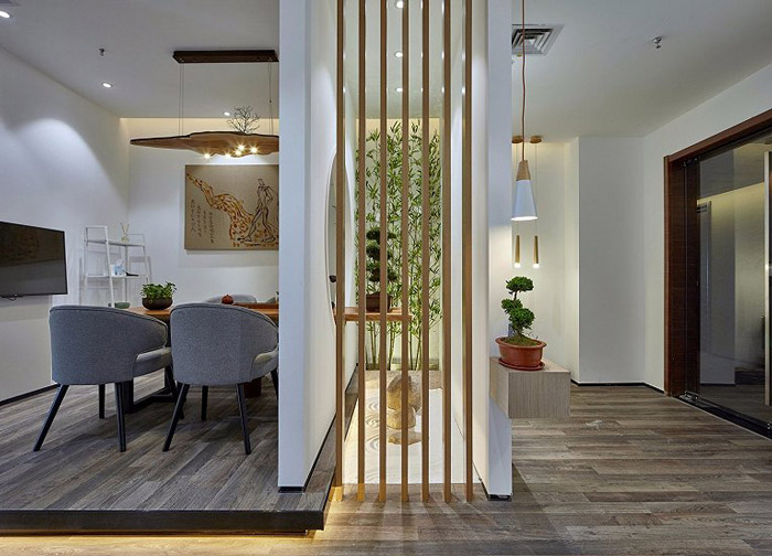 新中式辦公室進門區(qū)設(shè)計效果圖