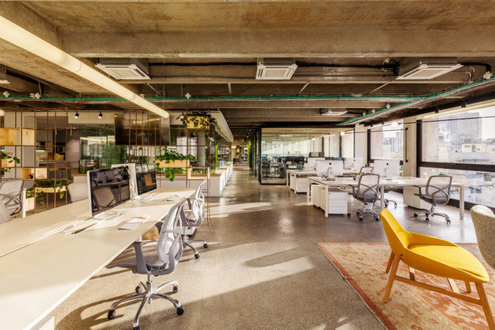 綠色辦公室辦公區(qū)設(shè)計(jì)效果圖