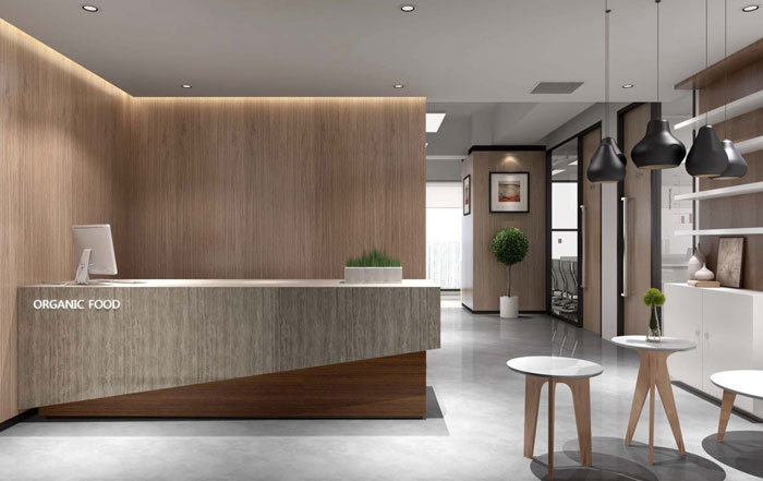 食品公司辦公室前臺設(shè)計(jì)效果圖