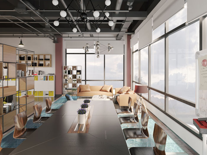 正方形辦公室休息區(qū)裝修效果圖