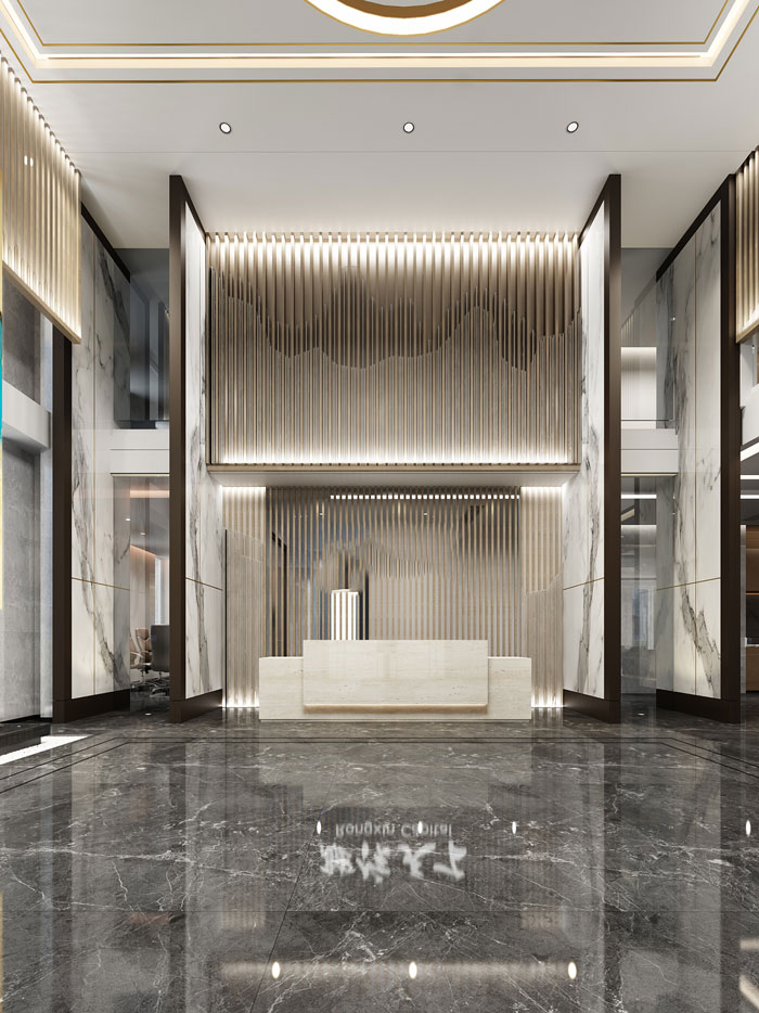 金融辦公室前臺裝潢效果圖