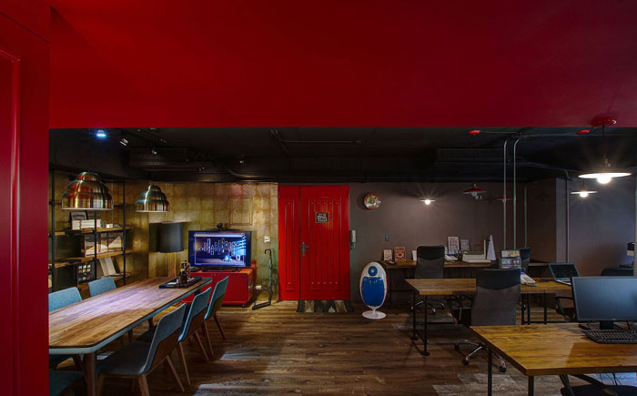 復(fù)古辦公室進(jìn)門(mén)區(qū)裝飾設(shè)計(jì)效果圖