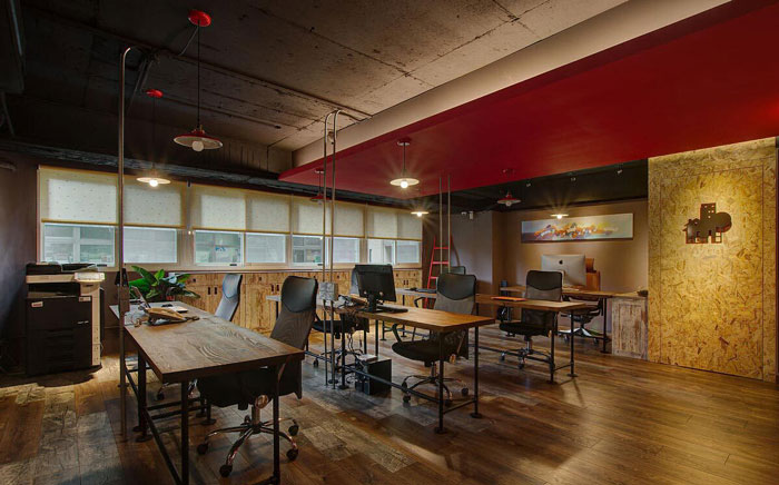 復(fù)古辦公室辦公區(qū)裝飾設(shè)計(jì)效果圖