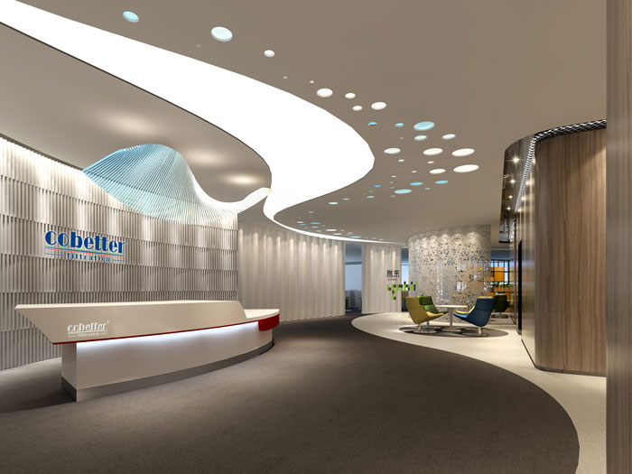 杭州過(guò)濾器材公司辦公室接待區(qū)裝修效果圖