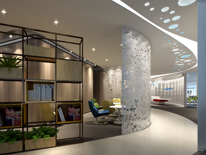 杭州過(guò)濾器材公司辦公室接待區(qū)裝修效果圖