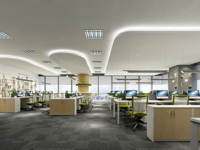 杭州過(guò)濾器材公司辦公室辦公區(qū)裝修效果圖