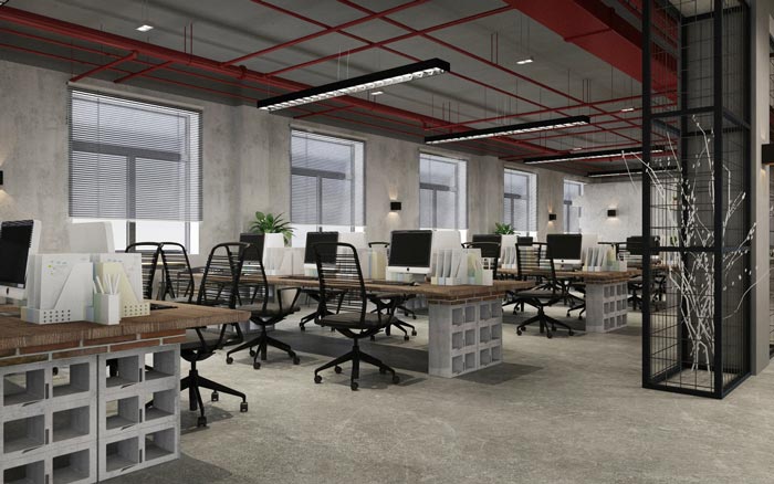 工業(yè)風(fēng)辦公空間辦公區(qū)設(shè)計(jì)效果圖
